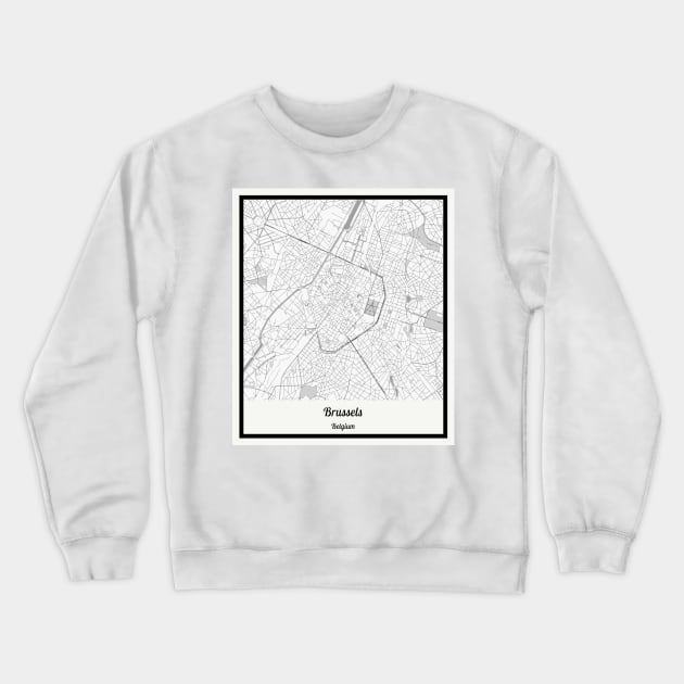 Map of Brussels - Belgium Crewneck Sweatshirt by AeTDesignPT